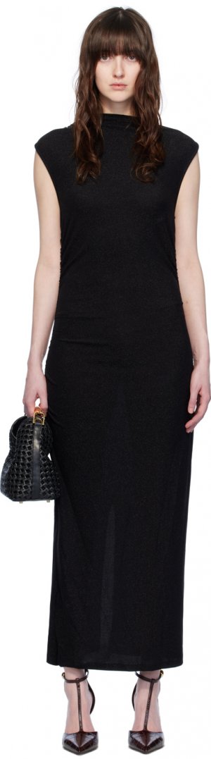 Черное платье-макси с драпировкой Elleme