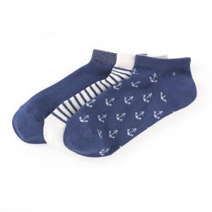 Комплект из 3 пар оригинальных коротких носков хлопка La Redoute Collections. Цвет: синий/ белый