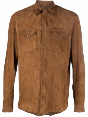 Chest-pocket leather shirt jacket Salvatore Santoro. Цвет: коричневый