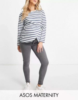 Серые джинсы скинни ASOS DESIGN Maternity Ultimate