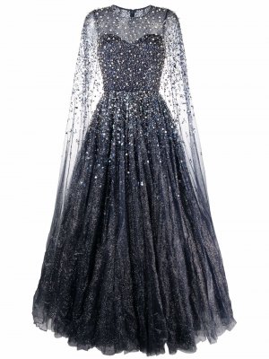 Вечернее платье с кристаллами Jenny Packham. Цвет: синий