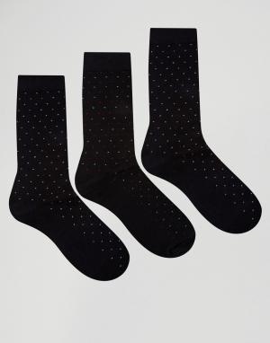 3 пары хлопковых носков в горошек Italy Ciao. Цвет: черный