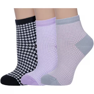 Комплект носков женских 3-FW41/48 разноцветных 21-23 АКОС. Цвет: черный; фиолетовый; серый