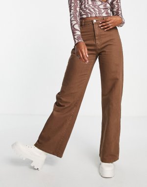 Коричневые джинсы прямого кроя -Коричневый цвет Bershka