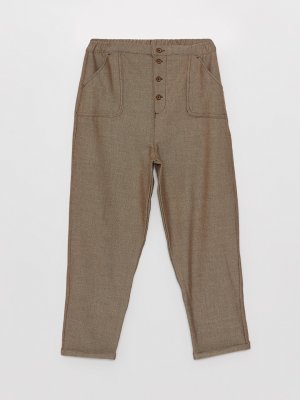 Удобные брюки для мальчика с эластичной резинкой на талии , коричневый плед LCW Kids