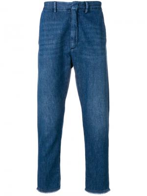 Укороченные джинсы прямого кроя Pence. Цвет: синий