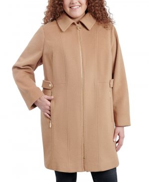 Женское пальто больших размеров с клубным воротником и молнией спереди , коричневый Michael Kors