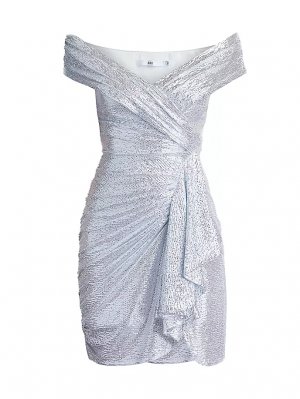 Коктейльное платье с открытыми плечами и блестками , цвет platinum Tadashi Shoji