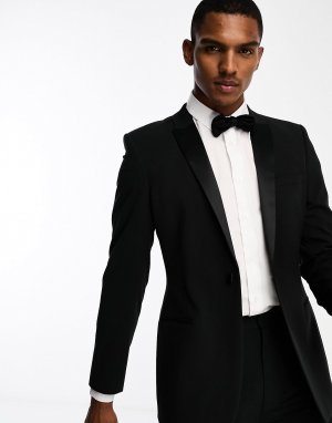 Пиджак-смокинг Design Super Skinny Tuxedo Suit, черный Asos