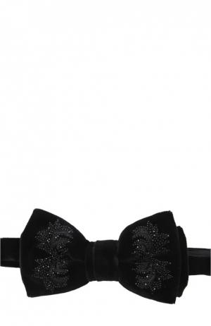 Бархатный галстук-бабочка с вышивкой Alexander McQueen. Цвет: черный