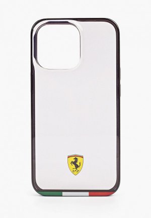 Чехол для iPhone Ferrari 13 Pro, PC/TPU Italia stripe Hard Transparent/Black. Цвет: прозрачный