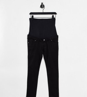 Черные джинсы с накладкой поверх животика Leigh Maternity-Черный цвет Topshop