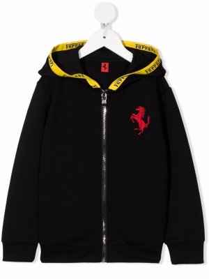 Худи на молнии с логотипом Ferrari Kids. Цвет: черный