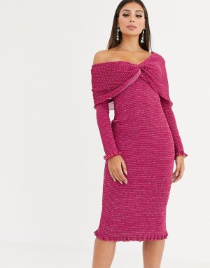 Асимметричное платье миди -Розовый Talulah