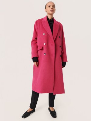 Простое двубортное пальто Fia Soaked In Luxury, живой розовый Luxury