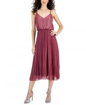 Женское плиссированное шифоновое платье миди цвета металлик , красный Sam Edelman