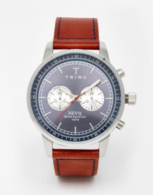 Часы-хронограф с кожаным ремешком Nevil Triwa. Цвет: коричневый