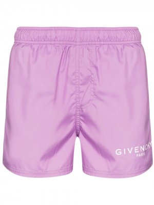 Плавки-шорты с кулиской и логотипом Givenchy. Цвет: фиолетовый