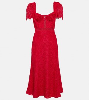 Платье миди из кружевного крепа SELF-PORTRAIT, красный Self-Portrait