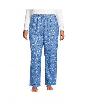 Женские фланелевые пижамные брюки больших размеров с принтом Lands' End, цвет Chicory blue snowman Lands' End