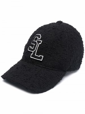 Твидовая бейсболка с нашивкой-логотипом Saint Laurent. Цвет: черный
