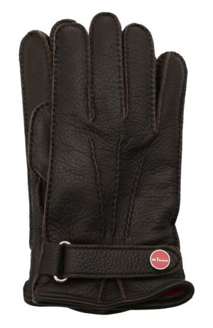 Кожаные перчатки Kiton. Цвет: коричневый