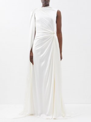 Платье orien асимметричного кроя из шелкового атласа с драпировкой , белый Roksanda
