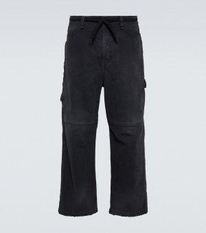 Укороченные брюки из хлопковой парусины со средней посадкой , черный Balenciaga