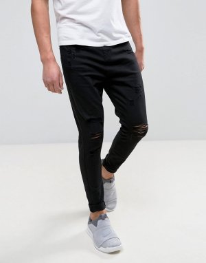 Черные обтягивающие джинсы с рваной отделкой Good For Nothing. Цвет: черный
