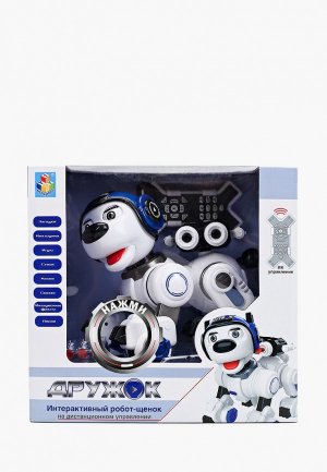 Игрушка радиоуправляемая 1Toy щенок-робот ДРУЖОК, 25х27х18 см. Цвет: белый