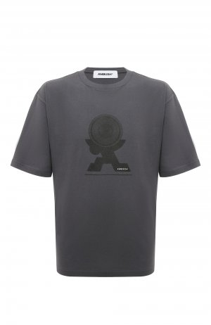 Хлопковая футболка AMBUSH. Цвет: серый
