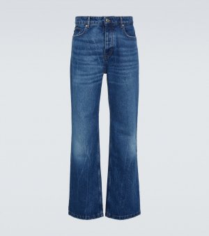 Выбеленные прямые джинсы средней посадки Ami Paris, синий Paris