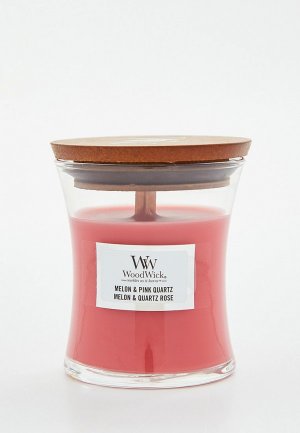 Свеча ароматическая Woodwick маленькая Дыня и розовый кварц 85 г.. Цвет: розовый