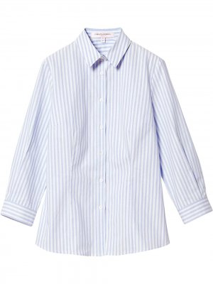 Рубашка в полоску с рукавами три четверти Carolina Herrera. Цвет: синий