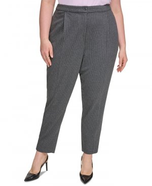 Прямые брюки в тонкую полоску больших размеров со средней посадкой , серый Calvin Klein