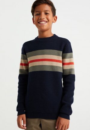 Вязаный свитер MET STRUCTUUR , цвет blue WE Fashion