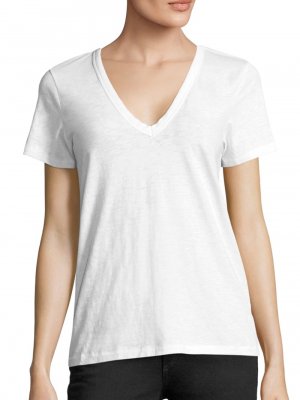 Хлопковая футболка с V-образным вырезом , белый rag & bone