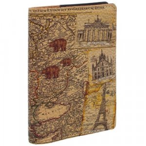 Обложка для паспорта , бежевый, коричневый Eshemoda. Цвет: коричневый/бежевый
