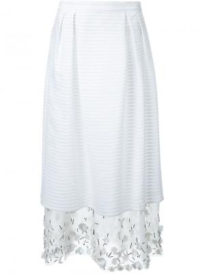 Декорированная многослойная юбка Mother Of Pearl. Цвет: белый