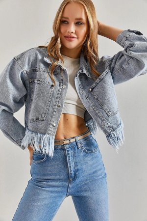 Женская джинсовая куртка с кисточками SHADE