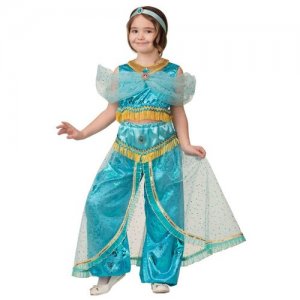 Карнавальный костюм «Принцесса Жасмин», текстиль-принт, блуза, шаровары, р. 28, рост 110 см Батик. Цвет: зеленый/желтый/голубой