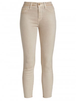 Эластичные джинсы-скинни Margot с высокой посадкой и блестящим напылением L'AGENCE, золотой L'AGENCE
