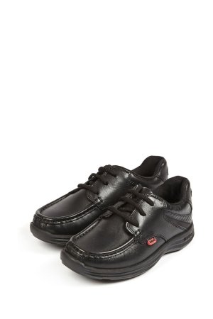 Молодежные туфли Reasan кожаные черные с ремнем , черный Kickers