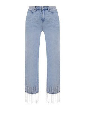 Укороченные джинсы из легкого денима с мерцающими подвесками KARL LAGERFELD. Цвет: голубой