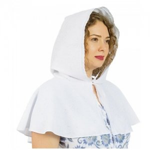 Ниспадающий платок на голову для храма белый | Накидка-капюшон из тонкого батиста с завязками Rossini