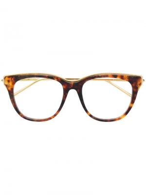 Очки в квадратной черепаховой оправе Boucheron Eyewear. Цвет: коричневый