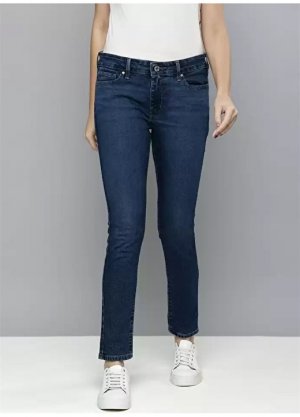 Женские джинсовые брюки с нормальной талией и узкими штанинами темно-синие Levis