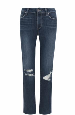 Укороченные расклешенные джинсы с потертостями Paige. Цвет: синий