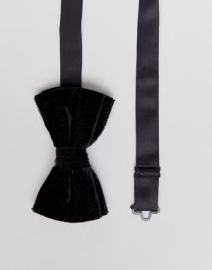 Бархатный галстук-бабочка Burton Menswear. Цвет: черный