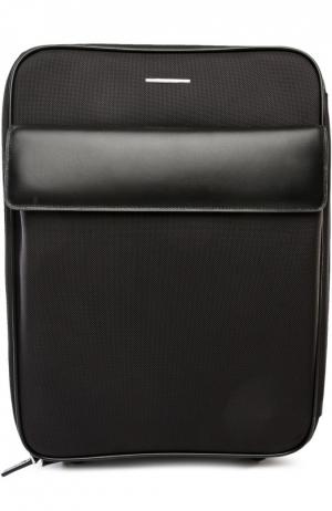 Дорожный чемодан с кожаной отделкой Ermenegildo Zegna. Цвет: черный